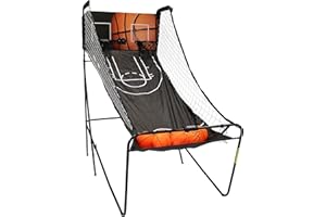 Sunnydaze Folding Indoor 2-Player Arcade Basketball Game with Dual Hoops - Electronic Scorer, 8 Game Modes, 7 Balls
