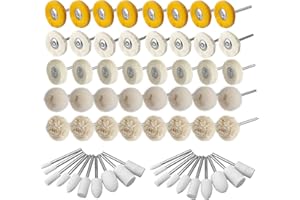 Yakamoz 60Pcs Mini Polishing Buffing Wheel Set, Cashmere Cotton Wool Felt Polishing Kit Cashmere Rotary Buffing Wheels Polish Accessories for Rotary Tool, 3mm 1/8 Inch Shank