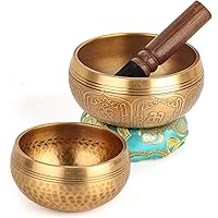 Relaehih 2Pack Tibetan Singing Bowls Set-100% Handmade in Nepal Sound Bowl Meditation Set for Meditation, Yoga, Chakra, Medit