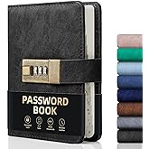 WEMATE Password Book with Lock Keeper Book for Seniors 4.33x6.18in Black | A-Z Alphabetical Password Keeper with 600+ Entries, Secure Password Organizer for Website, Email &amp; Online Account Management