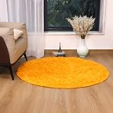 Aspire Homeware Round Rug Ochre 120x120cm Anti Slip Thick Pile Non Shedding view 2