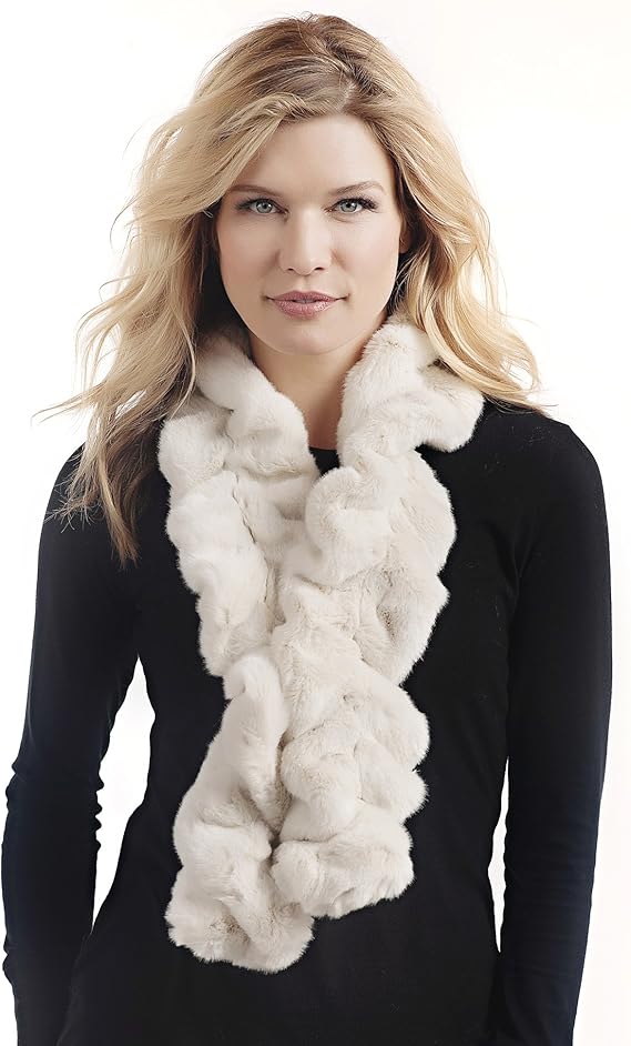 Donna Salyers Fabulous Furs Faux Fur Ruffled Scarf (Ivory Mink) at