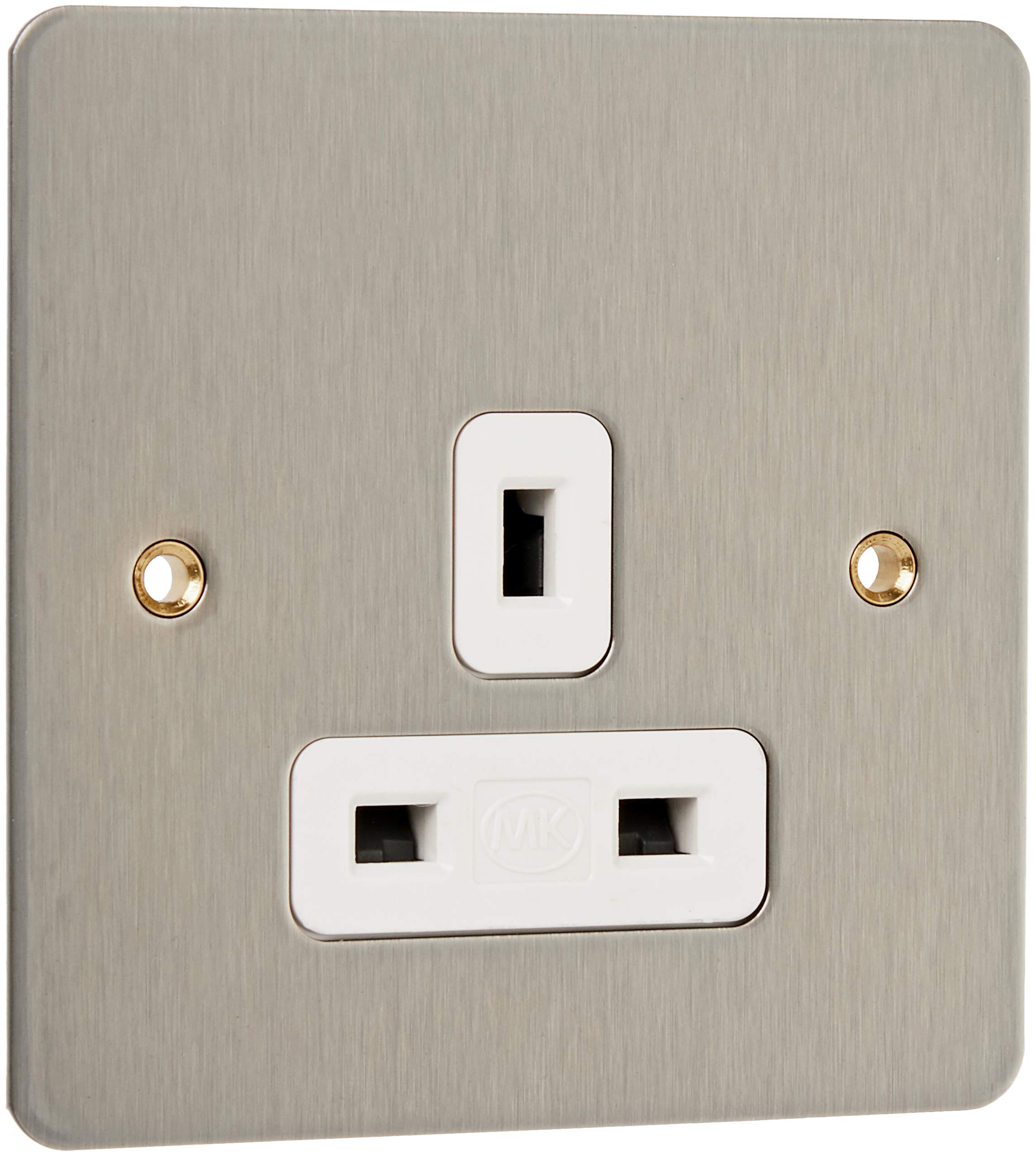 MK Edge K14780BRCW 13A Single Unswitched Socket Dual Earth - Brushed Chrome