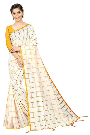 TDC Games jaal Silk with Blouse Piece Saree (1000-1_Yellow_Free Size)