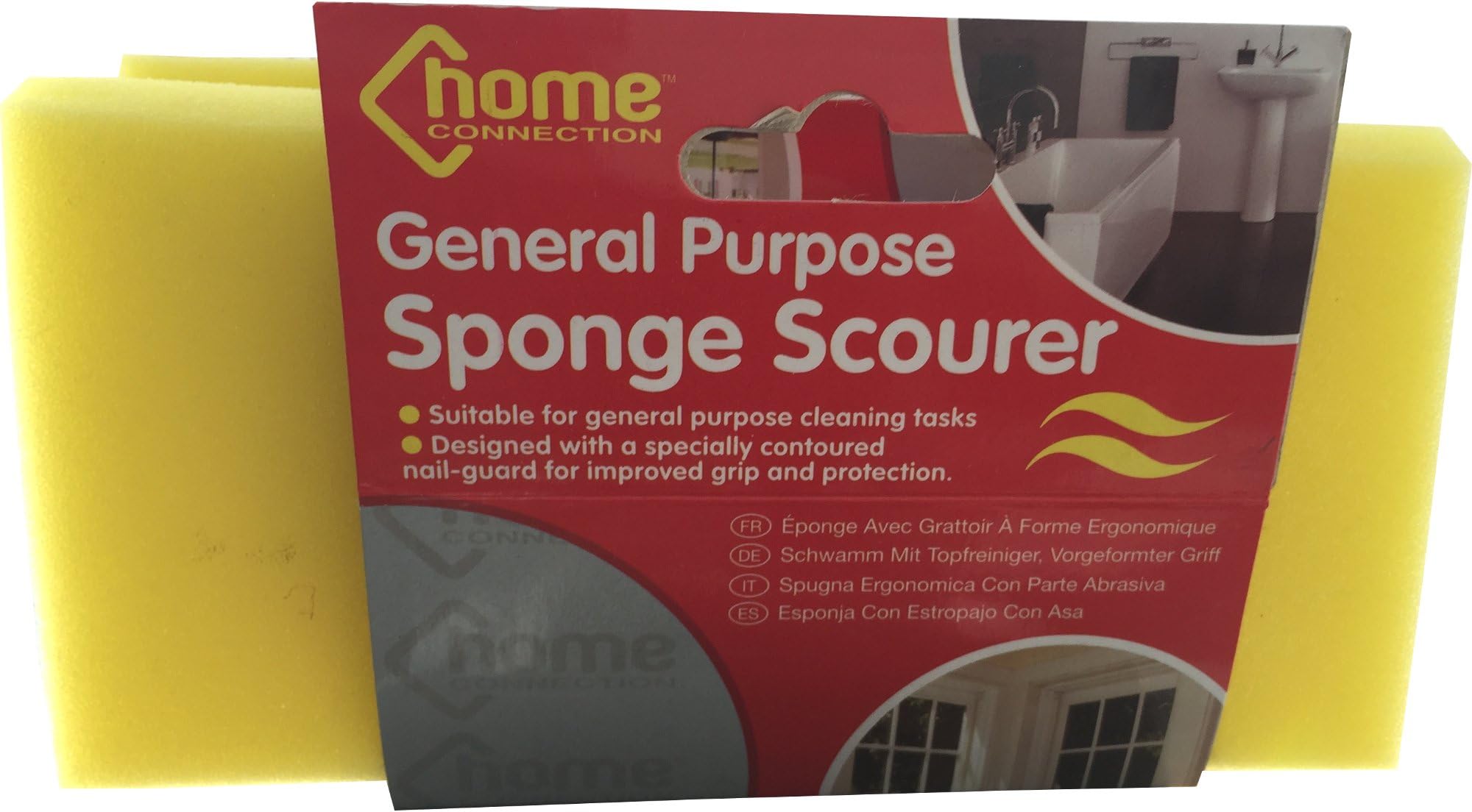 PMS MOULDED HANDLE SHAPED SPONGE 6X3.5X2.5" W/SCOURER.WRAP C