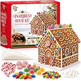 Gingerbread House Kit Edible, Pre-Baked Christmas Cookie Decorating Kit | 6 Pre-Cut Panels with Icing and Candies, 29.6 oz; DIY Holiday Activity for Kids and Adults, Family Parties, Classrooms