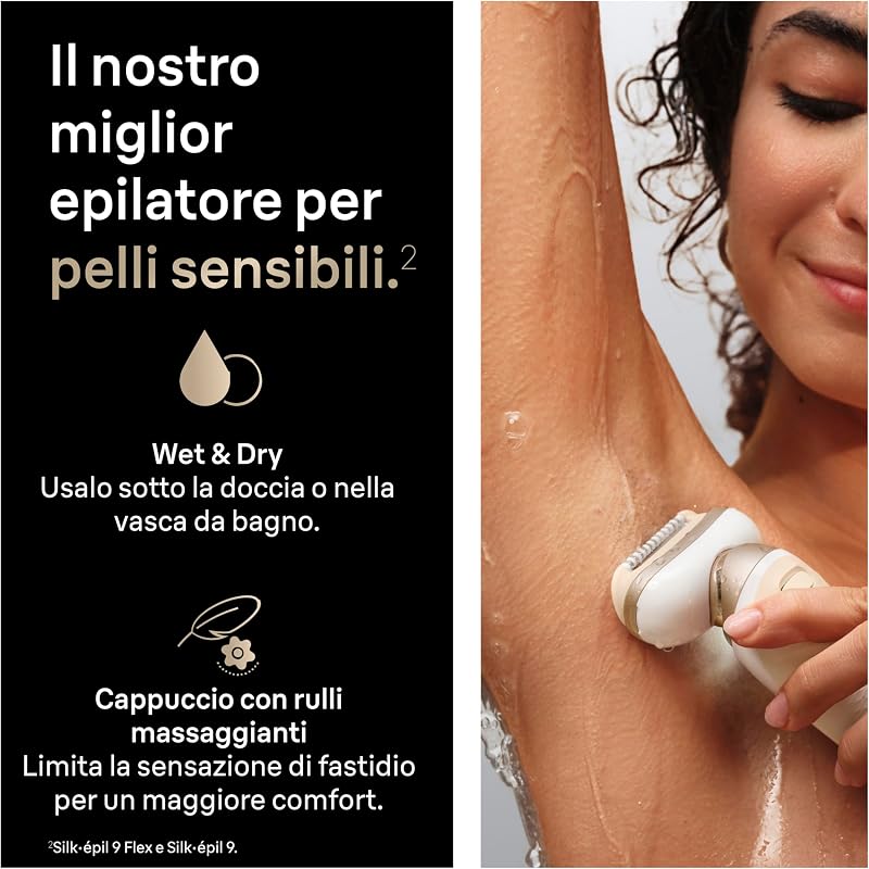 Silk-Épil 9 Flex Epilatore Elettrico Donna, Accessori, 9-042 3d Oro — foto 5 di 8
