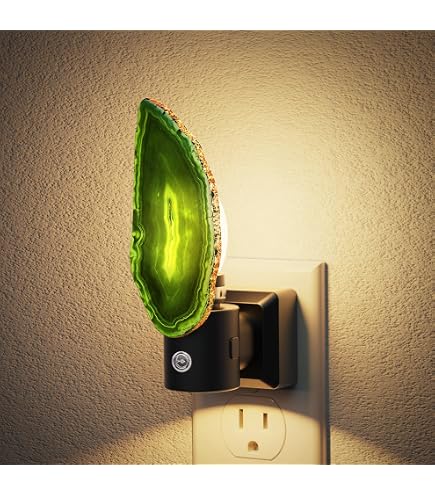 EXHUMKY Agate Slice Night Light – Decorative Purple Crystal Glowing Lamp, USB 5.3×3.3×2.4″, Romantic Ambient For Bedroom, Nursery, Bookshelf