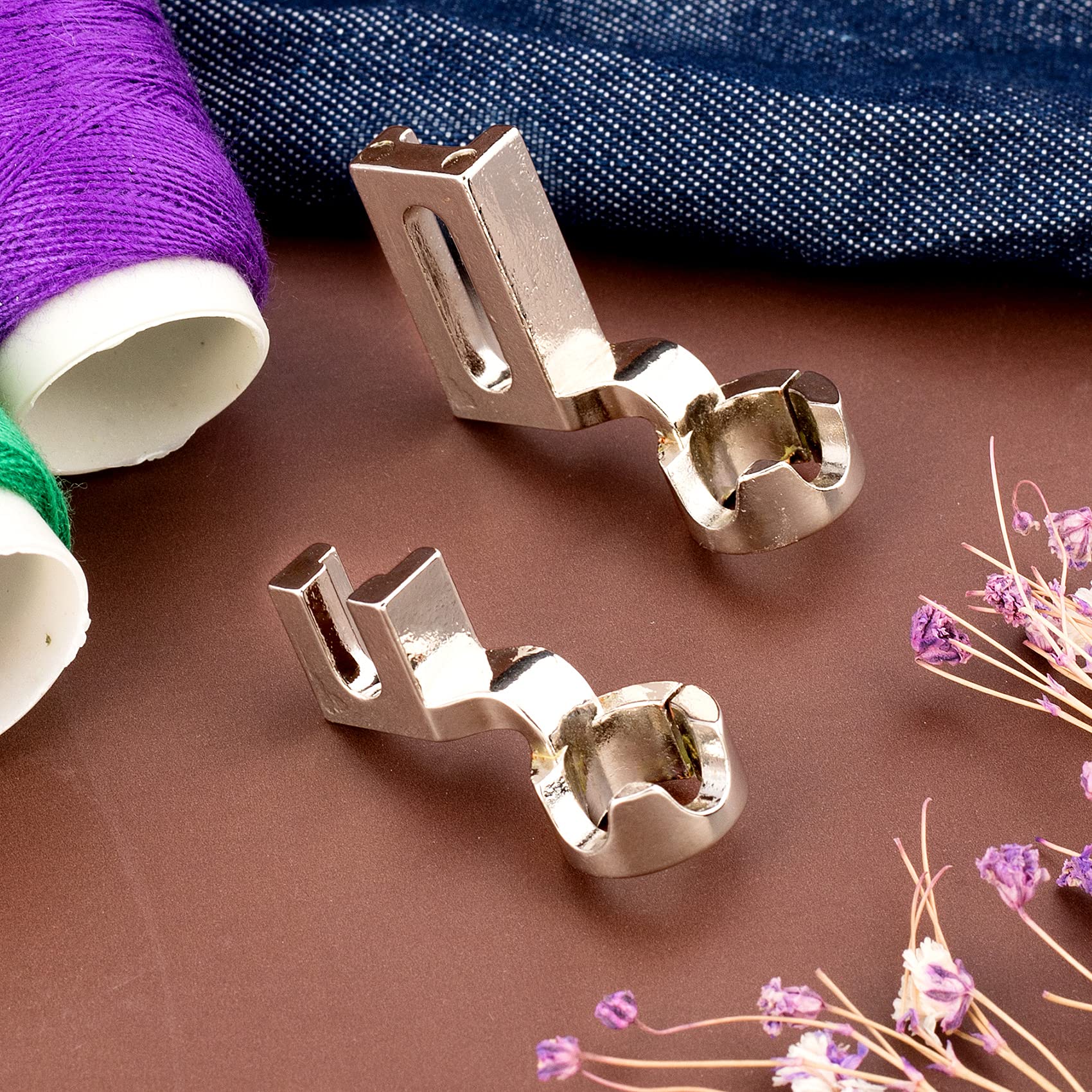 PAGOW 2Pcs Quilting Presser Feet, Round Ruler Foot for Frame, Free Motion Darning Foot for Fits All Sewing Machines (1 Pcs High Shank-Open Toe + 1 Pcs Low Shank-Open Toe)