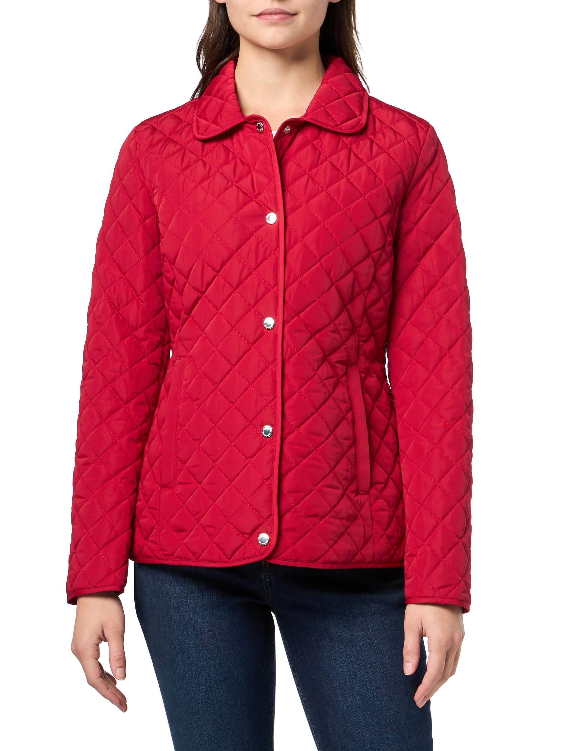 Calvin Klein Women’s Diamond Quilted Jacket – Lightweight Snap Button Coat with Pockets, Scarlet, XL