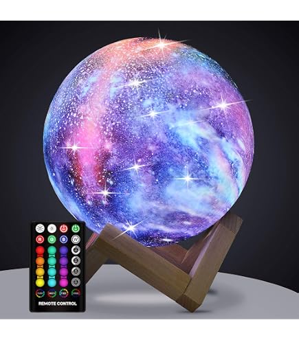 Lámpara Luna 15cm 3d 16 Colores Touch Control Recargable Color De La Estructura Madera Clara Auxtoo
