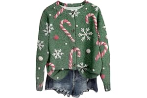 COTECRAM Womens Christmas Cardigan Sweaters Open Front Long Sleeve Crewneck Button Down Sweater 2025 Fall Fashion Cardigans