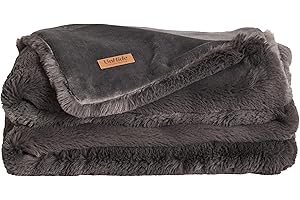UnHide Marshmallow - Faux Fur Blanket - Heavy Weight, Extra Soft Blanket - Made from Recycled Materials - Machine Washable - Queen Size (60" x 80") - Charcoal Charlie
