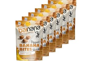 Barnana - Organic Chewy Dipped Banana Bites, Peanut Butter, Chewy Banana Snack, Made With Real Fruit, Kosher, USDA Organic, Paleo (3.5 oz, 6-Pack)
