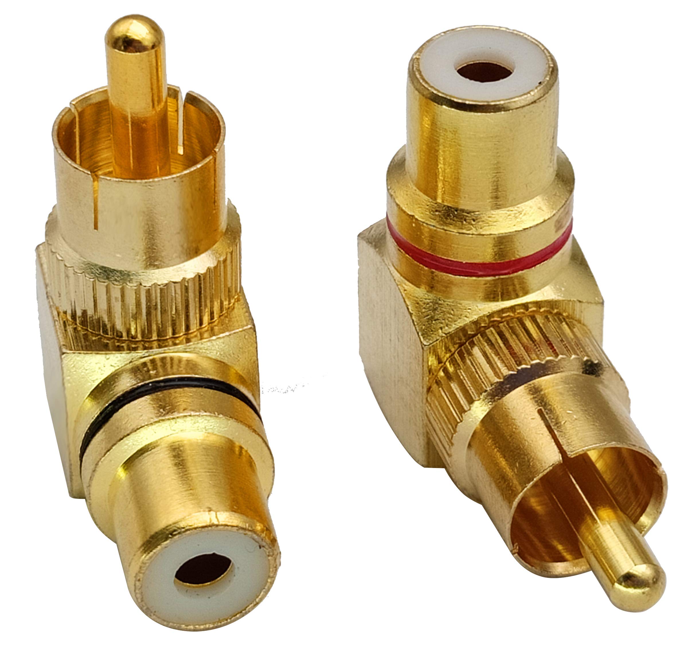 AAOTOKK 90 Degree RCA Adapter,Gold-Plated Right Angle RCA Male to RCA Female Jack Audio AV TV Adapters Metal Connector (2 Pack/1to1)