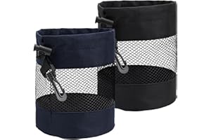 Classicseali 2pcs Golf Ball Pouch, Multifunctional Golf Ball Bag, Nylon Mesh Golfs Balls Bags, Suitable for Table Tennis Balls, Children's Toy Storage, and Diving, Black,Navy Blue