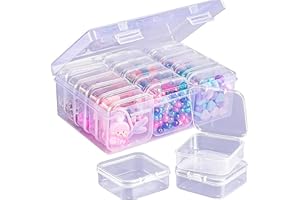 15-Grid Plastic Storage Box, Transparent Bead Organizer with Hinged Lid - Mini Clear Craft Supply Containers for Beads, Jewel