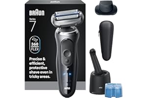Braun Electric Shaver for Men, Series 7 7171cc, Wet & Dry Shave, Turbo & Gentle Shaving Modes, Waterproof Foil Shaver with Precision Trimmer, Space Grey, Holiday Gifts for Men