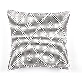 Lush Decor Adelyn Decorative Throw Pillow Cover, 20" W x 20" L, Light Gray - Square Pillow - Gray Diamond Pillow - Textured Pillows - Hygge Decor - Farmhouse Throw Pillows For Bed, Couch, Or Chair
