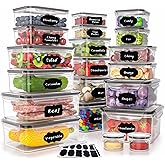 GEIKR 40 PCS Plastic Food Storage Containers with Lids Airtight, BPA-Free Leakproof Meal Prep Containers Reusable,Microwave & Dishwasher & Freezer Safe,Includes Labels & Pen