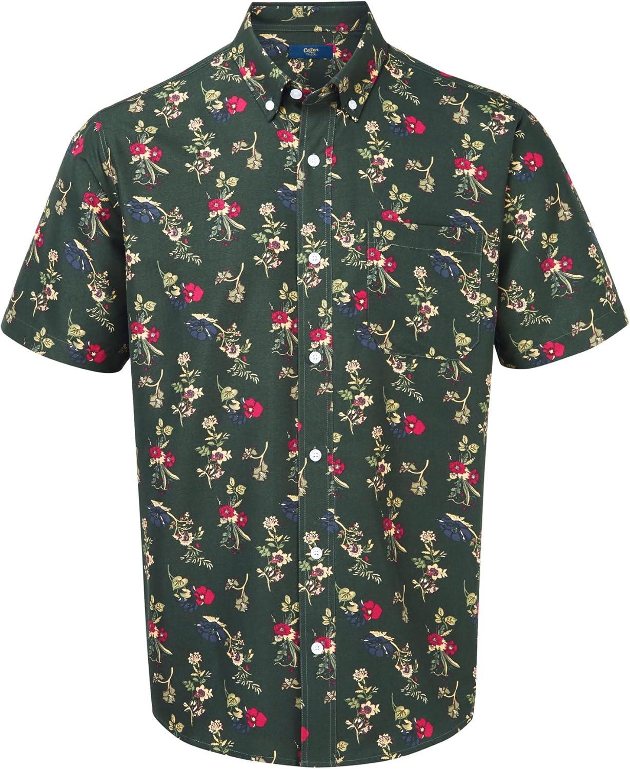 Cotton Traders Mens Short Sleeve Soft Touch Button Shirt 5XL Dark Moss