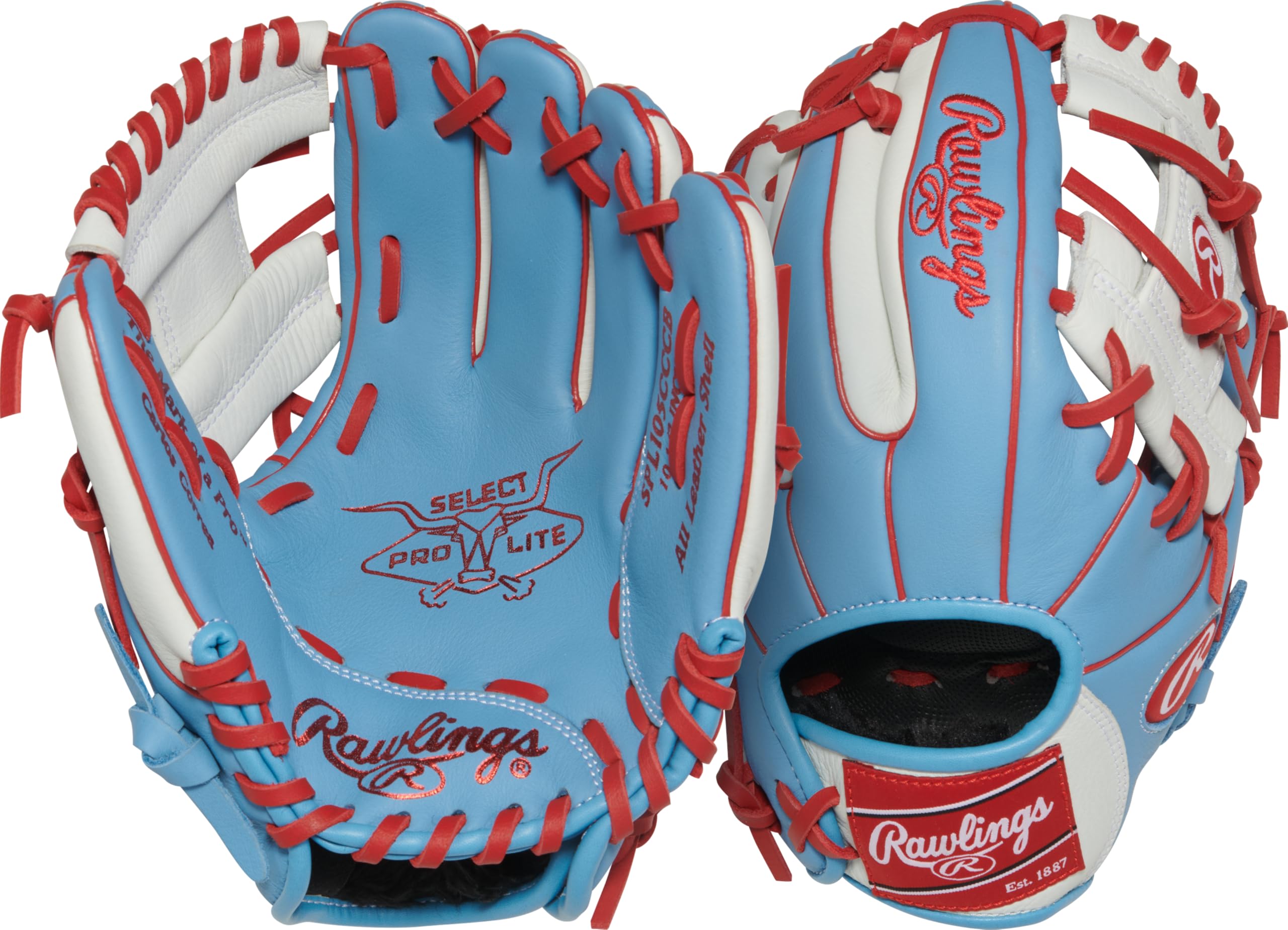 Rawlings | Select Pro Lite Series Carlos Correa Youth Baseball Glove | 10.5" | Right Hand Throw | Columbia Blue/White Image