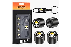 Akkya Tire Valve Stem Caps Cover for Car Bike Bicycle Motorcycles Tractors Mountain Bikes Trucks Cool Black Cartoon Anime Metal Chrome Tire Air Pressure Covers Wheel Accessories Parts