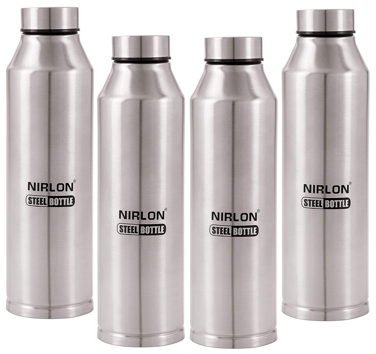 Nirlon Stainless Steel Fridge Water Bottle 4 Piece Set, 1000ml Amazon