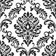 NuWallpaper NU1646 Ariel Black and White Damask Peel & Stick Wallpaper, Multicolor