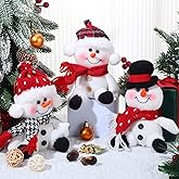 Threan 3 Pcs Christmas Plush Toy Doll Set Christmas Santa Stuffed Animal Toy Reindeer Cute Snowman Elk Claus Plush Gifts Xmas Party Favors Home Office Decor for Adults Boy Girl(Snowman)