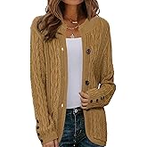 Allegra K Button Up Cardigan Sweaters for Women Dressy Cable Knit Fall Winter Open Front Long Sleeve Casual Cardigans Jacket