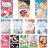 Foxany 12 Pack One-Sided Seasonal Garden Flags, 12 x 18 Inch Yard Flags, Small Garden Flags for Outside, Fall Winter Halloween Christmas Outdoor Flags, Holiday Flags for All Seasons