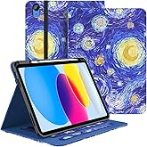 Zonefoker Case for iPad 11th Generation (A16) 11-inch 2025, for 10th Generation 10.9'' 2022, PU Leather iPad 11/10 th Gen Cover with Multi-Angle Viewing, Pencil Holder, Pocket Design, Starry Night