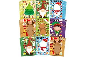 GREINGWAYS 42 Sheets Christmas Party Favors Stickers, Christmas Crafts Make Your Own Sticker, Gifts for Classroom Student Stocking Stuffers Goodie Bag Activities Game Holiday Sticker for Kids