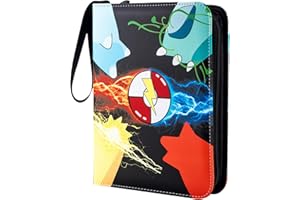 JRAVKFI Card Binder 4 Pocket with 50 Removable Sleeves-Can Hold 400 Cards,3-Ring Zipper Sports Book is Gifts for Boys and Girls