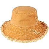 CHOK.LIDS Frayed Bucket Hats for Women Men Unisex Trendy Washed Cotton Floppy Wide Brim Boonie Outdoor Summer Beach Headwear