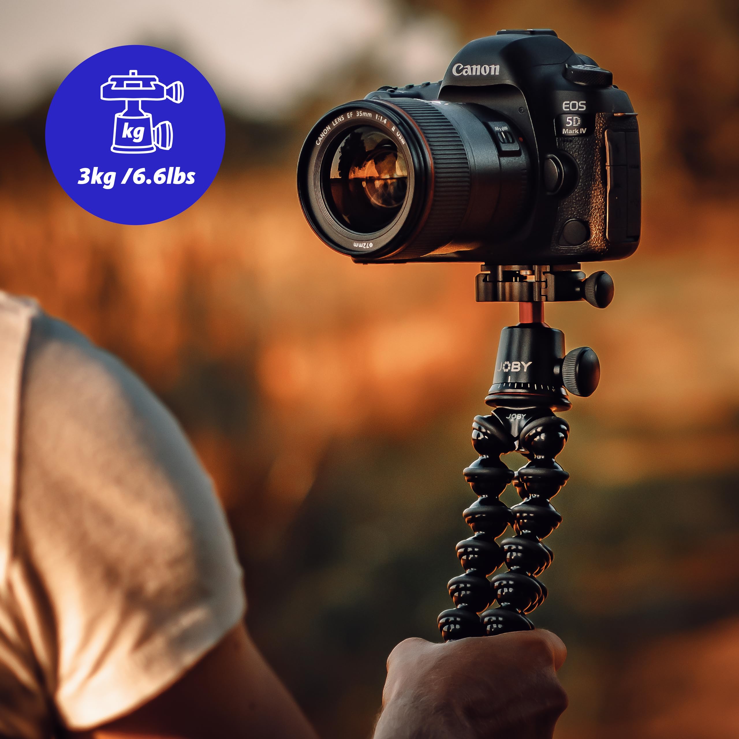 JOBY GorillaPod 3K PRO Kit, Flexible Professional Aluminium Tripod with BallHead, QR Plate, Made in Italy, for Premium CSC/Mirrorless Camera, 3kg/6.6lbs Load Capacity, J91566-BWW