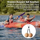 Acehome 2 Pcs Floating Cork Keyrings 53mm Buoyant Wooden Ball Key Chain view 7