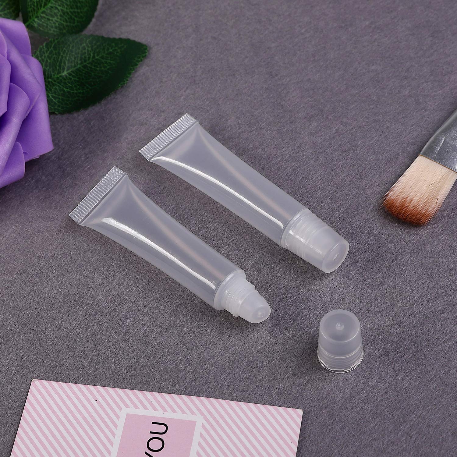 100 Pcs 10 ml Lip Gloss Balm Tubes Refillable Empty Tubes Clear Cosmetic Containers Soft Tube. (10ML) : Beauty