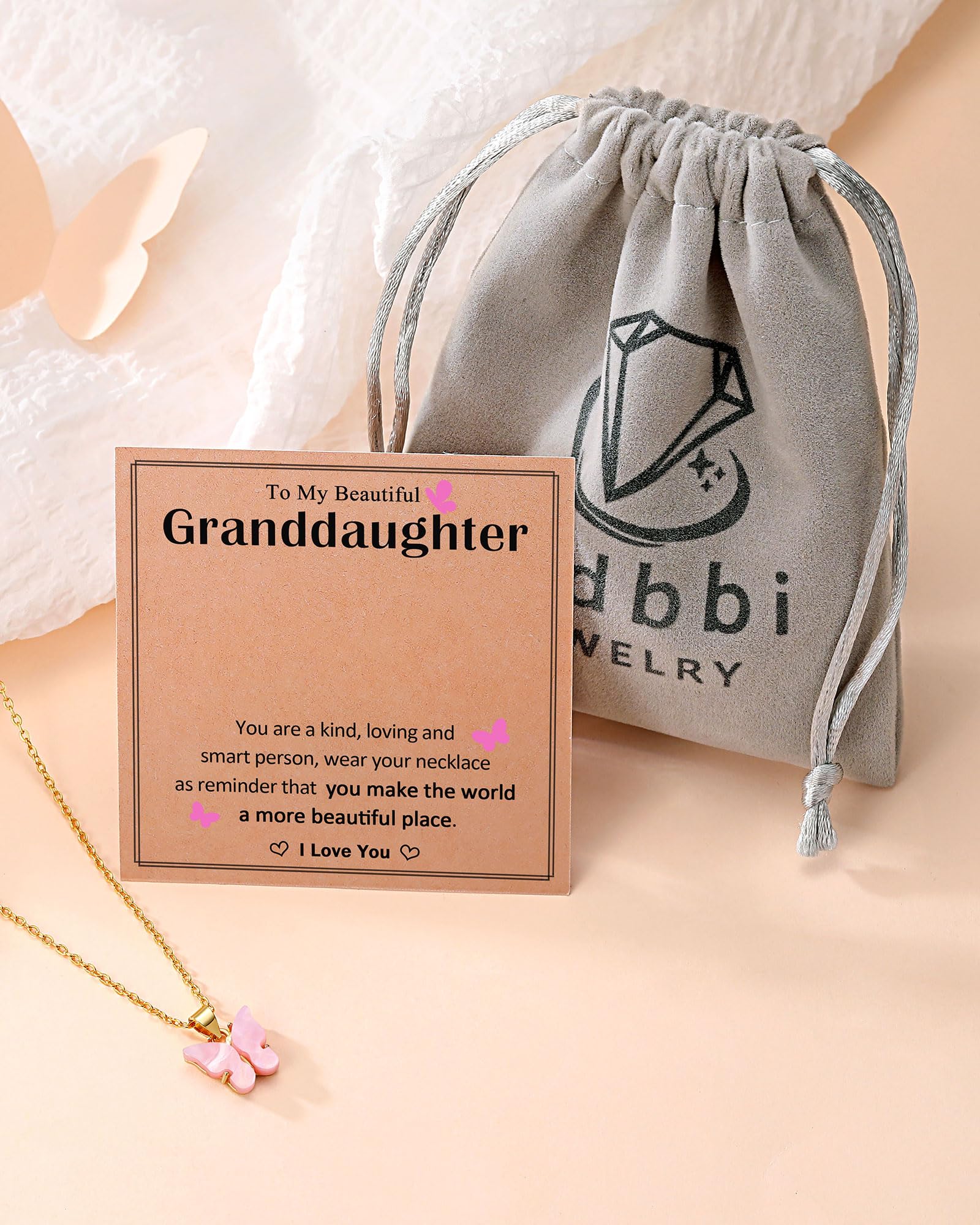 Beautiful Butterfly Necklace Gifts – Jewelry for Granddaughter, Daughter, Niece, Sisters from Mom or Grandma for Birthday, Christmas, Valentines
