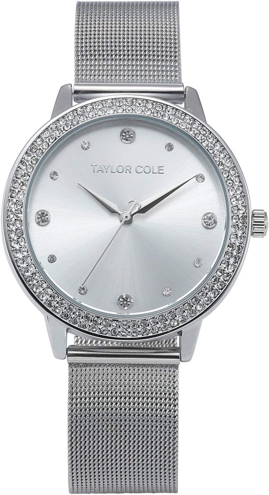 Taylor Cole Stainless Steel Silver Round Women Lady Girl Analog Quartz Wrist Watch