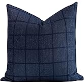 Crumbs Home Coastal Linen Indoor Outdoor Throw Pillow Cover Only, 22"x22" Water Repellent for Patio, Backyard, Couch, Dark Na