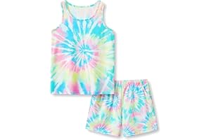 Topgal Summer Pajamas for Girls – Tie Dye Unicorn Mermaid Daisy Short PJ Set Size 6-16