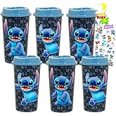Disney Stitch Travel Cup Set Party Favors Bundle with 6 Tumblers with Lids Plus Stickers and More | Lilo and Stitch Travel Mugs for Girls, Teens, Adults