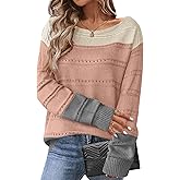 Zeagoo Womens Sweaters Cute Long Sleeve Off The Shoulder Pullover Tops Hollow Out Crochet Dressy Casual Outfits