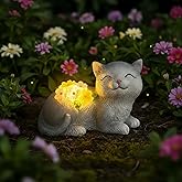 APOBATK Solar Cat Garden Statue for Mom & Women, Unique Mom Gifts for Christmas, Cute Outdoor Yard Art & Patio Decorations for Grandma & Mother in Law
