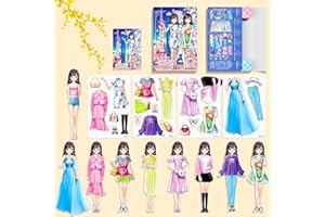 Daniel Axel Magnetic Dress Up Paper Doll,Magnet Princess Dress Up Dolls for Girls Ages 4-7 Kids,Travel Activities Road Trip Car Ride Interactive Learning Created Imagine Set Birthday Gift (E Set)