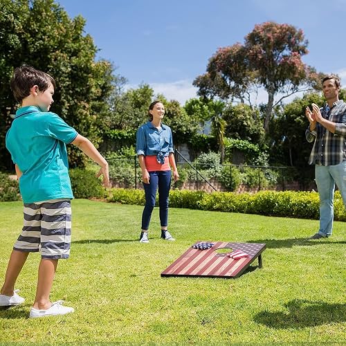 GoSports 4'x2' Hardwood Design Cornhole Game Set - Includes 8 Bags Carry Case And Rules A2 14111123