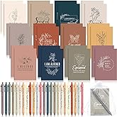 Mooliwe 24 Set/48 Pcs Positive Affirmation Gift Set Gratitude Notebooks with Pens Small Bags Motivational Encouragement Notepads Daily Affirmations Journal for Women Stress Relief Self Care (Simple)