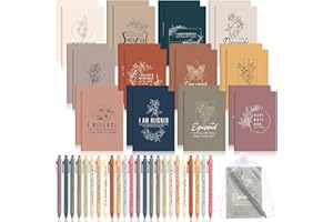 Mooliwe 12 Set/24 Pcs Positive Affirmation Gift Set Gratitude Notebooks with Pens Small Bags Motivational Encouragement Notepads Daily Affirmations Journal for Women Stress Relief Self Care(Simple)